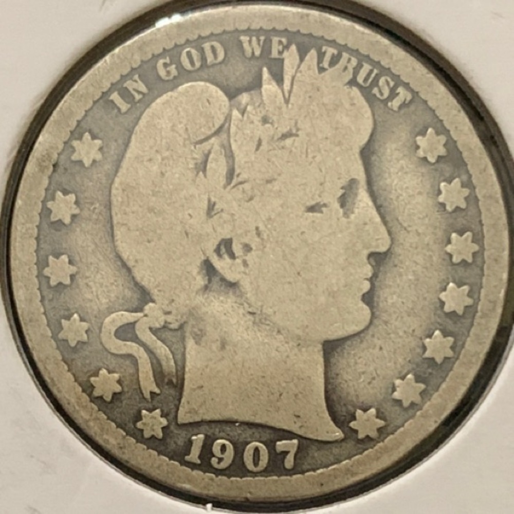 USA 25 cents  Barber Quarter 1907-O-F